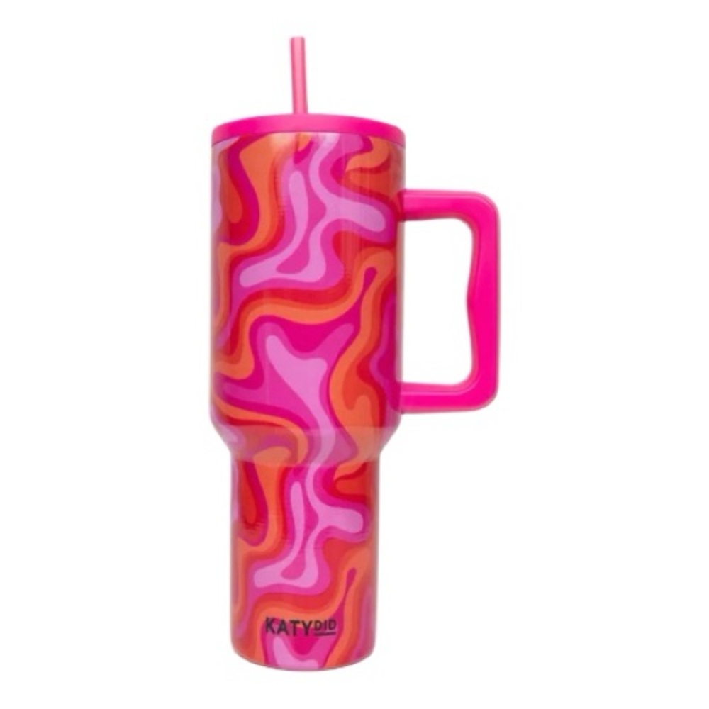 NWT Katydid Hot Pink Swirl Tumbler with Handle